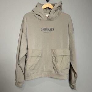Brooklyn Cloth Originals Hoodie‎ Men's Large Beige Long Sleeve Pocket Sweatshirt